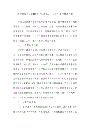 消防救援大队 2023年“双随机、一公开”工作实施方案.docx