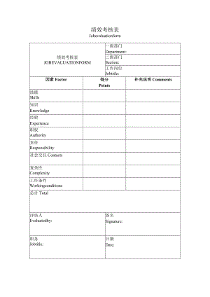 绩效考核表（中文及英文版）.docx