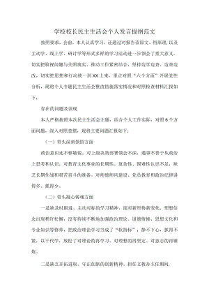 学校校长民主生活会个人发言提纲范文.docx