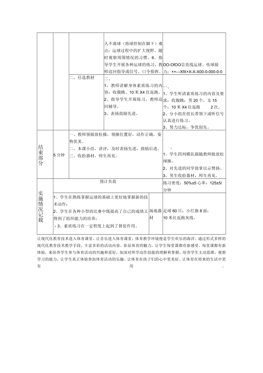 足球 正脚背运球 教学设计.docx_第2页