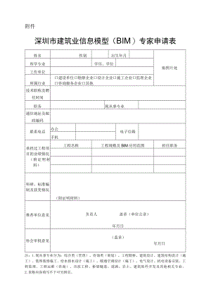 建筑业协会建筑信息模型（BIM）分会专家申请表.docx