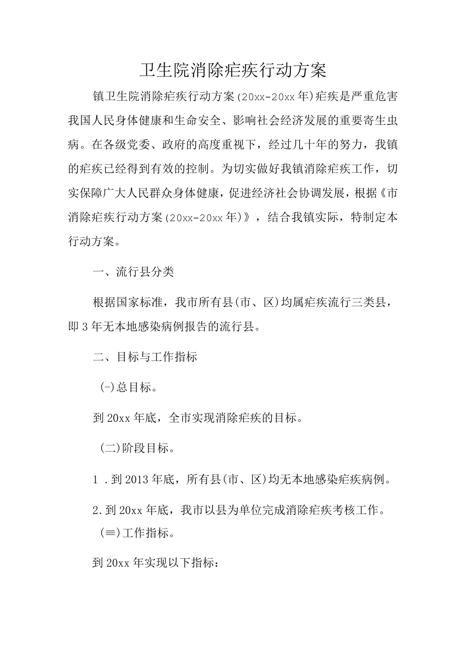 卫生院消除疟疾行动方案.docx_第1页