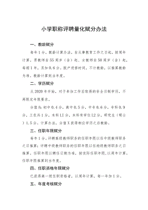 小学职称评聘量化赋分办法.docx