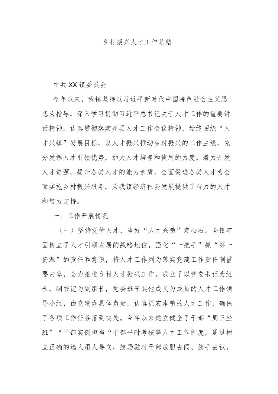 乡村振兴人才工作总结.docx_第1页
