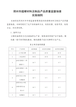 郑州市超硬材料及制品产品质量监督抽查实施细则.docx