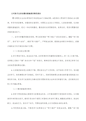 公司班子生活会整改措施落实情况报告.docx