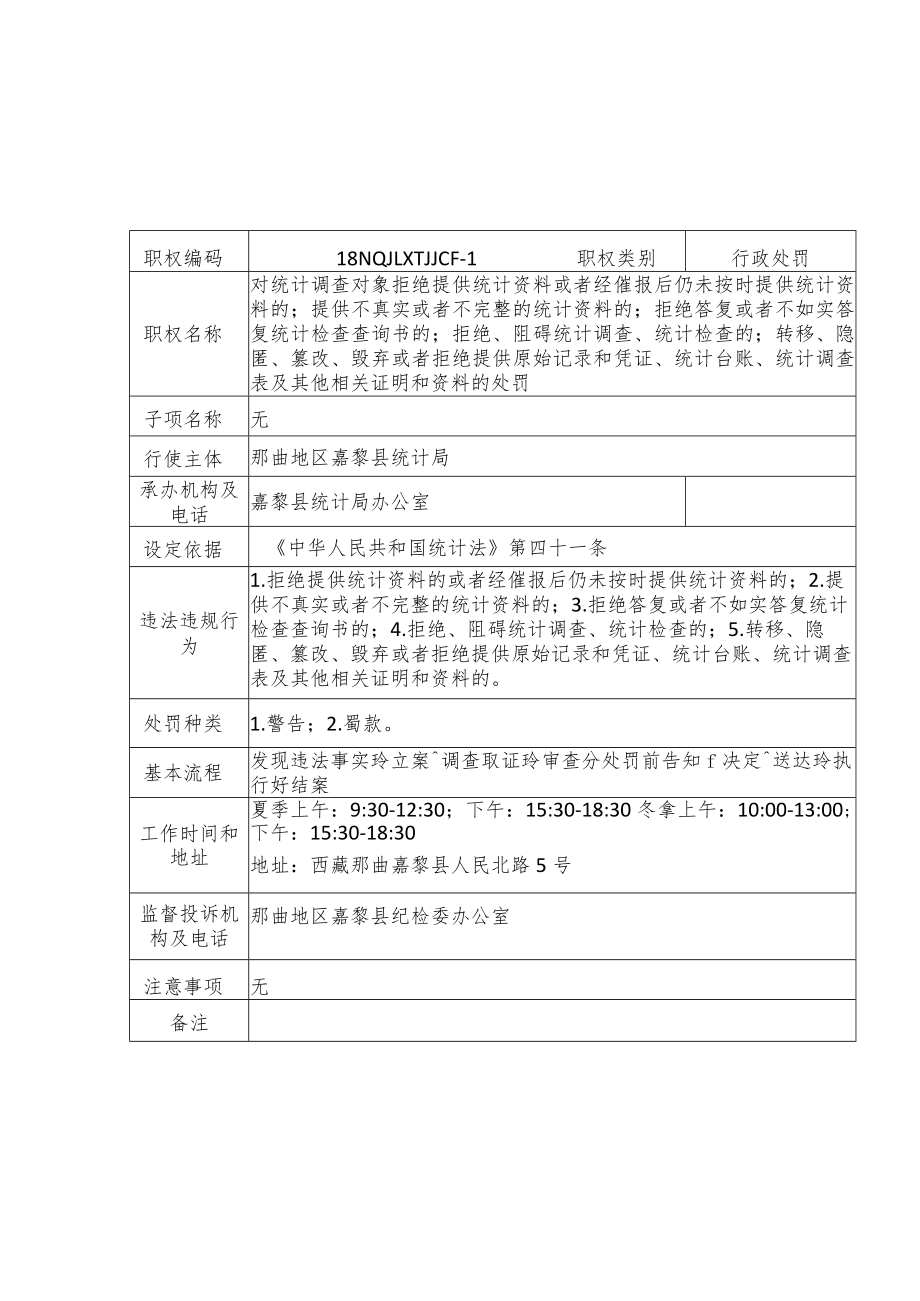 那曲地区嘉黎县统计局行政处罚服务指南.docx_第1页
