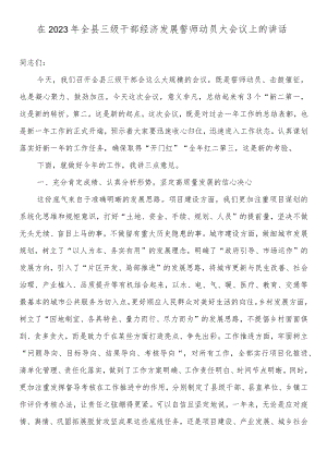 在2023年全县三级干部经济发展誓师动员大会议上的讲话.docx
