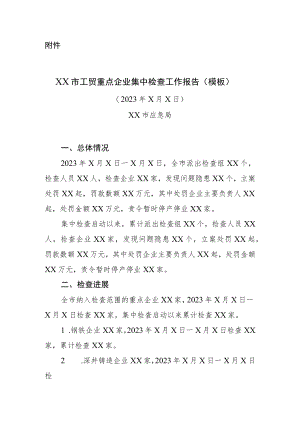 工贸重点企业集中检查工作报告模板.docx