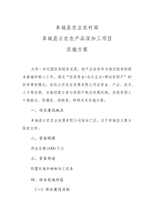 阜城县农业农村局阜城县云农农产品深加工项目实施方案.docx