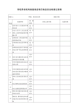 学校养老机构食堂食品每日食品安全检查记录表.docx