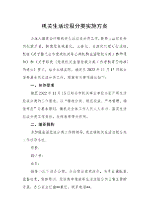 机关生活垃圾分类实施方案.docx
