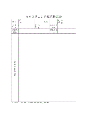 自治区助人为乐模范推荐表.docx