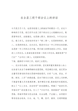 在全县三级干部会议上的讲话.docx