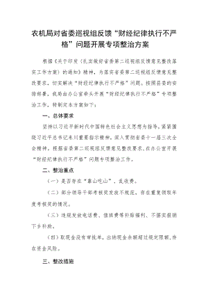 农机局对省委巡视组反馈“财经纪律执行不严格”问题开展专项整治方案.docx