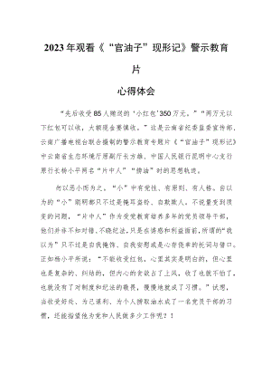 2023年纪检干部观看《“官油子”现形记》警示教育片研讨心得体会发言.docx