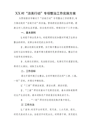 XX村“洁美行动”专项整治工作实施方案.docx