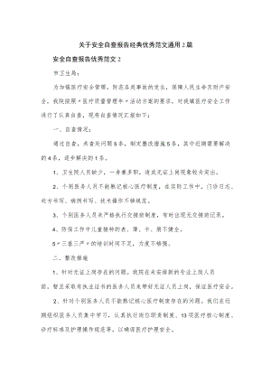 关于安全自查报告经典优秀范文通用2篇.docx