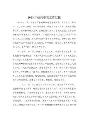 2023年招商引资工作汇报.docx