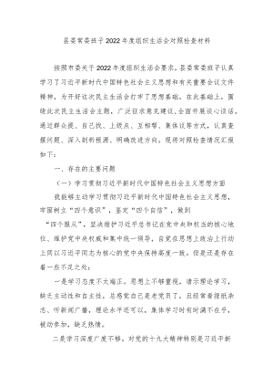 县委常委班子2022年度组织生活会对照检查材料.docx