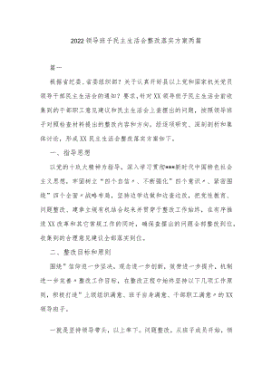 2022领导班子民主生活会整改落实方案两篇.docx