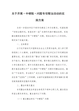 关于开展“中梗阻”问题专项整治活动的实施方案.docx