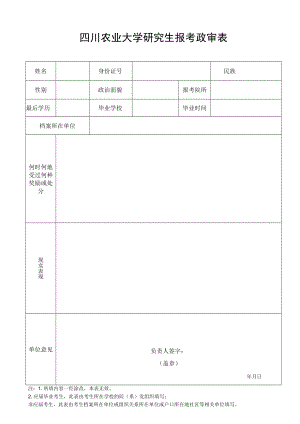 四川农业大学研究生报考政审表.docx