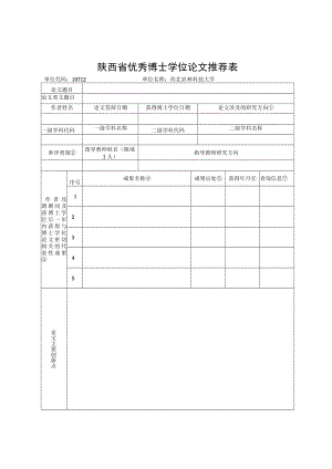 陕西省优秀博士学位论文推荐表.docx