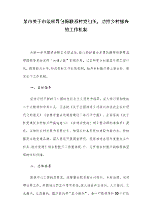 某市关于市级领导包保联系村党组织助推乡村振兴的工作机制.docx