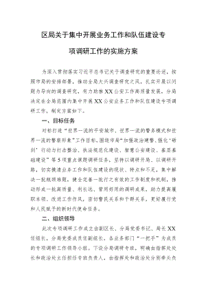 区局关于集中开展业务工作和队伍建设专项调研工作的实施方案.docx
