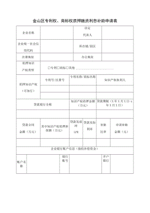 金山区专利权、商标权质押融资利息补助申请表.docx