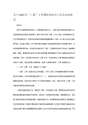 关于2023年“三夏”工作暨防汛抗旱工作会议的讲话.docx