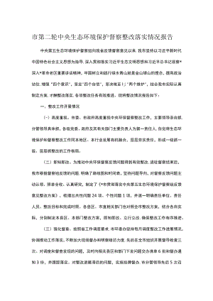 市第二轮中央生态环境保护督察整改落实情况报告.docx