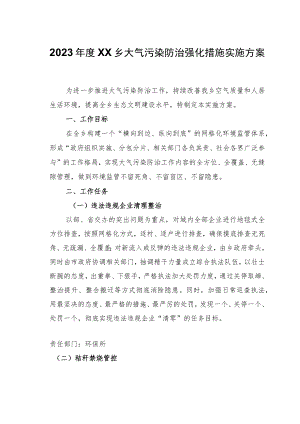2023年度XX乡大气污染防治强化措施实施方案.docx