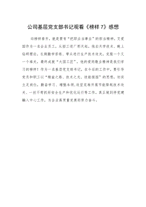 公司基层党支部书记观看《榜样7》感想.docx