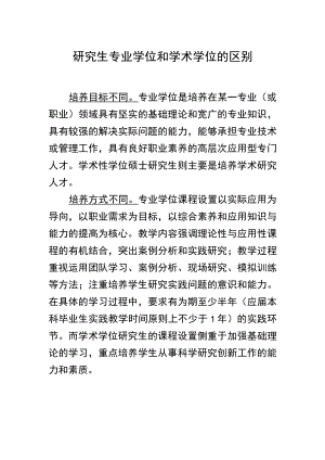 研究生专业学位和学术学位的区别.docx