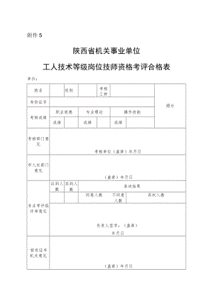 陕西省机关事业单位工人技术等级岗位技师资格考评合格表.docx