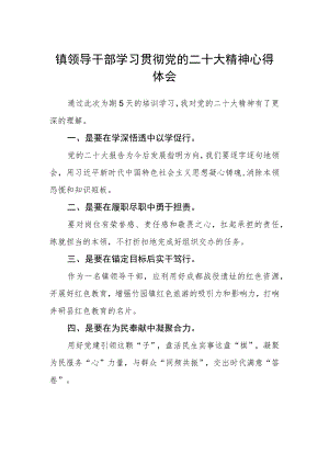 镇领导干部学习贯彻党的二十大精神心得体会.docx