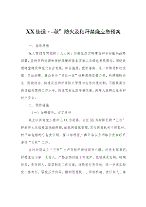 XX街道“三秋”防火及秸秆禁烧应急预案.docx