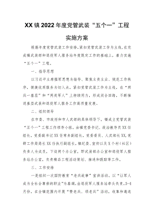 XX镇2022年度党管武装“五个一”工程实施方案.docx