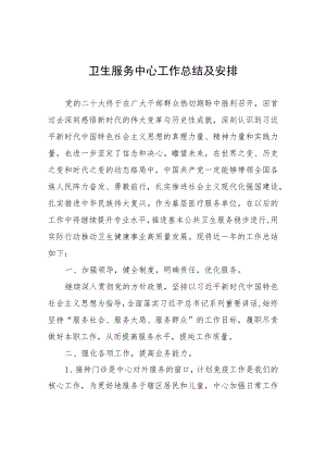 卫生服务中心工作总结及安排.docx