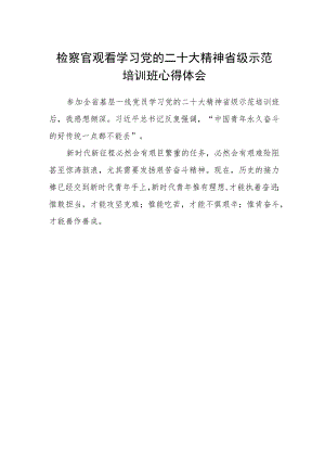 检察官观看学习党的二十大精神省级示范培训班心得体会.docx