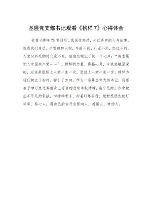 基层党支部书记观看《榜样7》心得体会.docx