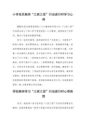 小学党员教师“三抓三促”行动进行时学习心得通用四篇.docx