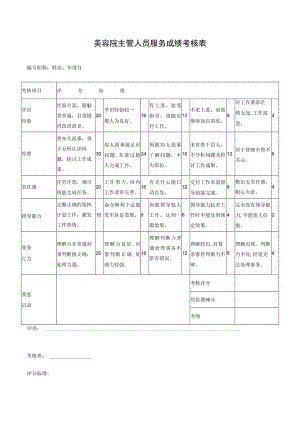 美容院主管服务成绩考核表.docx