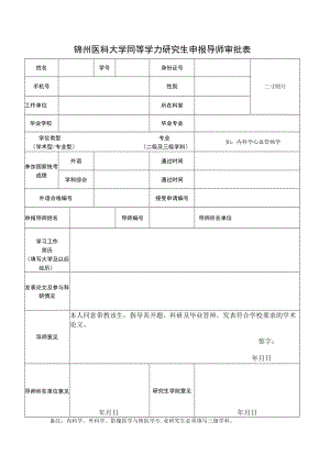 锦州医科大学同等学力研究生申报导师审批表.docx