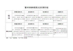 霍州市森林草原火灾灾害分级一般森林火灾说明“以上”包括本数“以下”不包括本数.docx