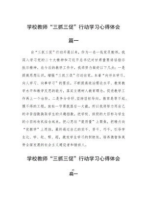 学校教师“三抓三促”行动学习心得体会七篇.docx