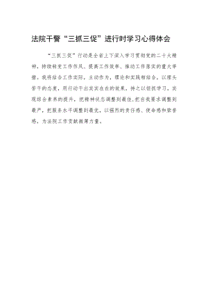 法院干警“三抓三促”进行时学习心得体会.docx