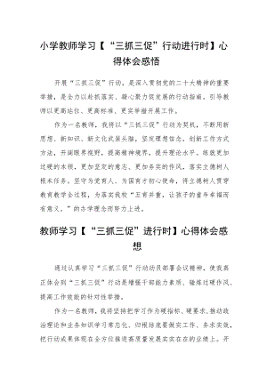 小学教师学习【“三抓三促”行动进行时】心得体会感悟【三篇】.docx